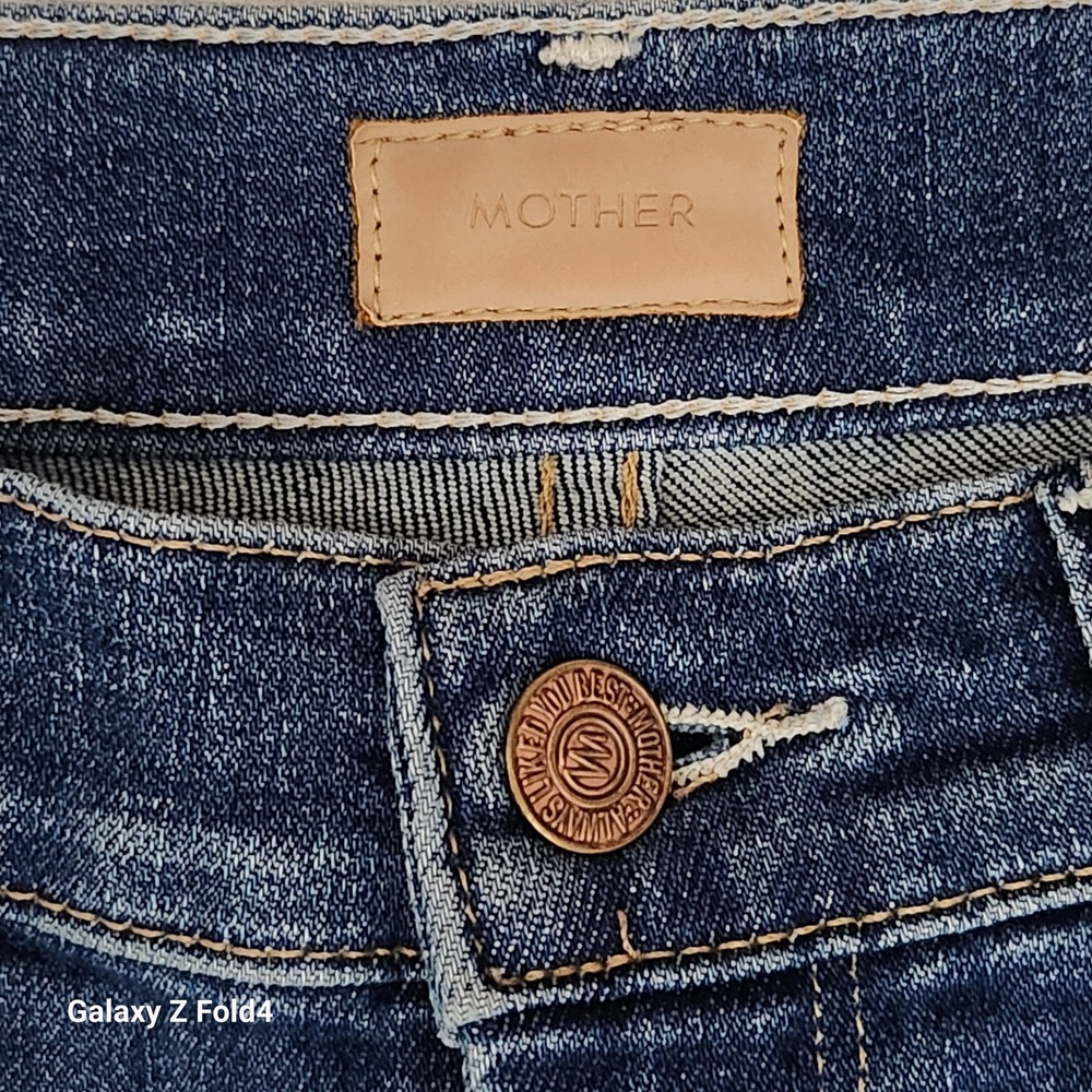 Mother The Vamp Fray Crazy‎ Like a Fox Distressed Raw Hem Jeans Blue Size 24